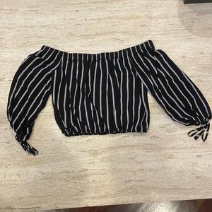 *SOLD* Stripped off the shoulder long sleeve blouse